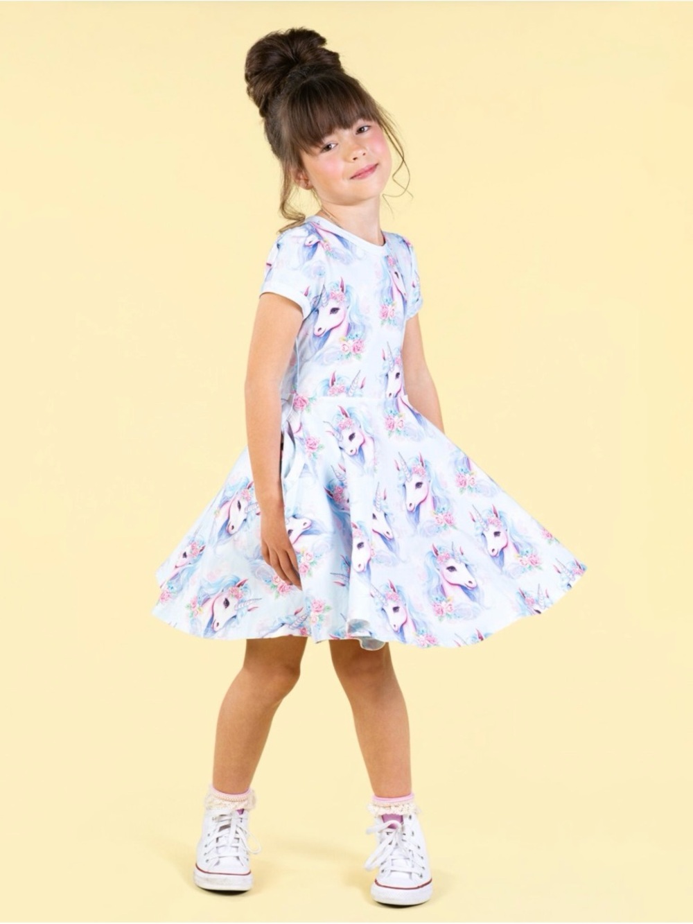 Rock Your Kid Blue Unicorn Waisted Dress Sz 8